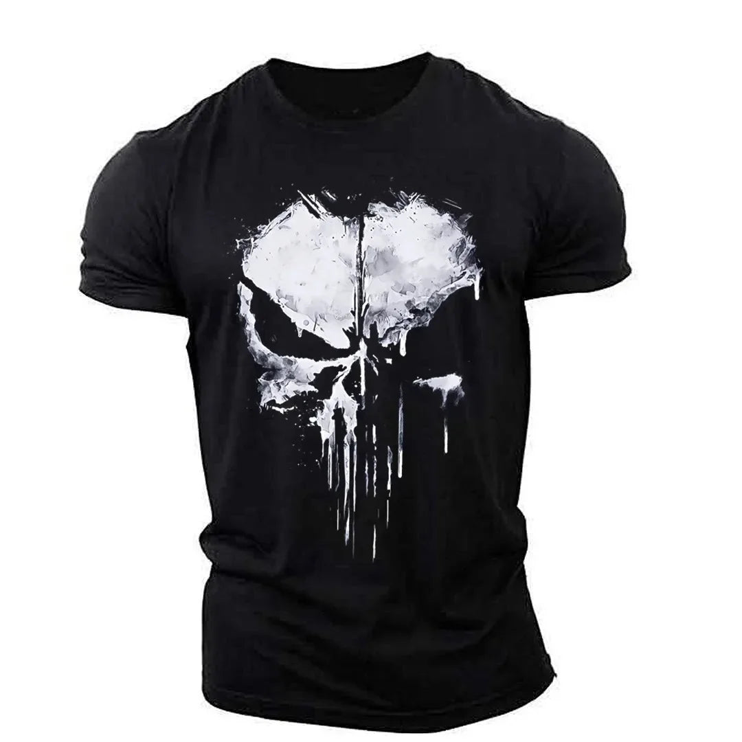 Men's Skull Print T-Shirt - 100% Cotton Oversized Tee