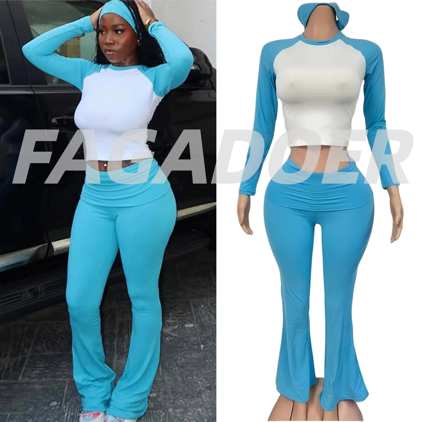 Women's 2-Piece Tracksuit - Long Sleeve T-Shirt & Pants Set