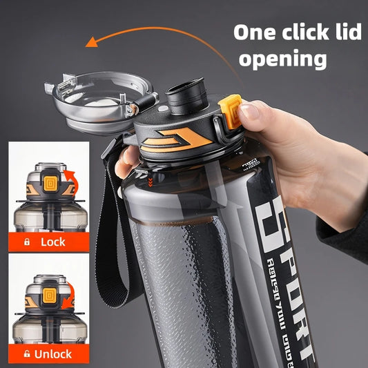 1000ml/1500ml Large Capacity Sports Water Bottle Portable Sealed Leak-Proof Plastic Space Cup Outdoor Travel Gym Drinking Tools