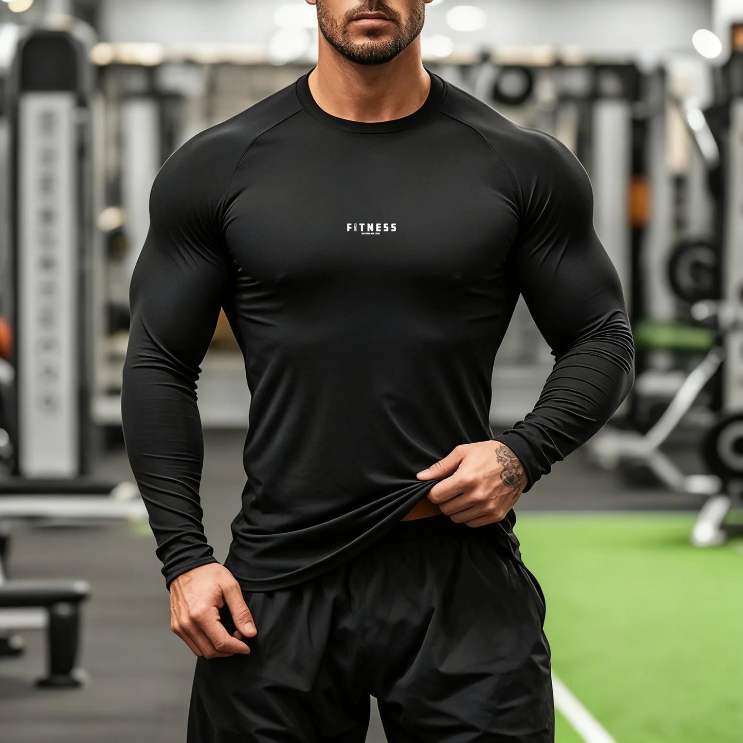 Men's Quick Dry Compression T-Shirt - Long Sleeve Gym Top