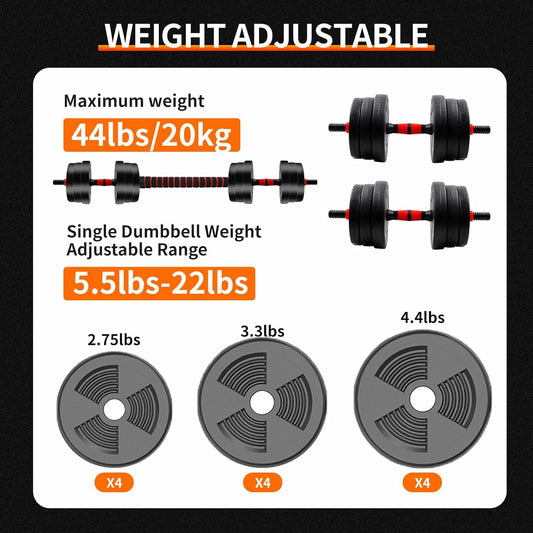 Adjustable Rubber-Coated Dumbbell & Barbell Set – 20-25kg Strength Training