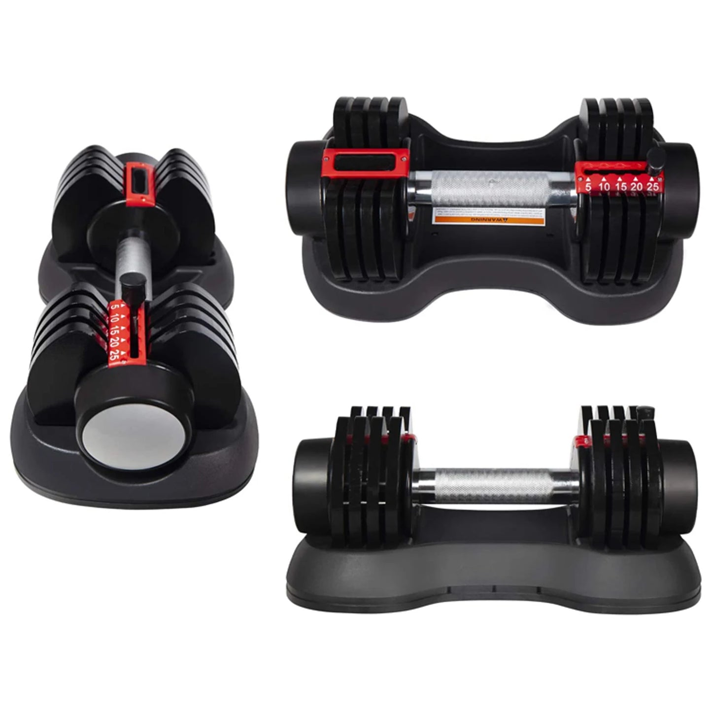 Cast Iron Adjustable Dumbbells 5–25 lb – Compact Home Set