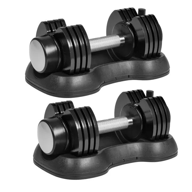 Cast Iron Adjustable Dumbbells 5–25 lb – Compact Home Set