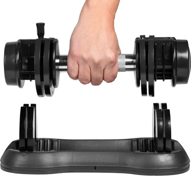 Cast Iron Adjustable Dumbbells 5–25 lb – Compact Home Set