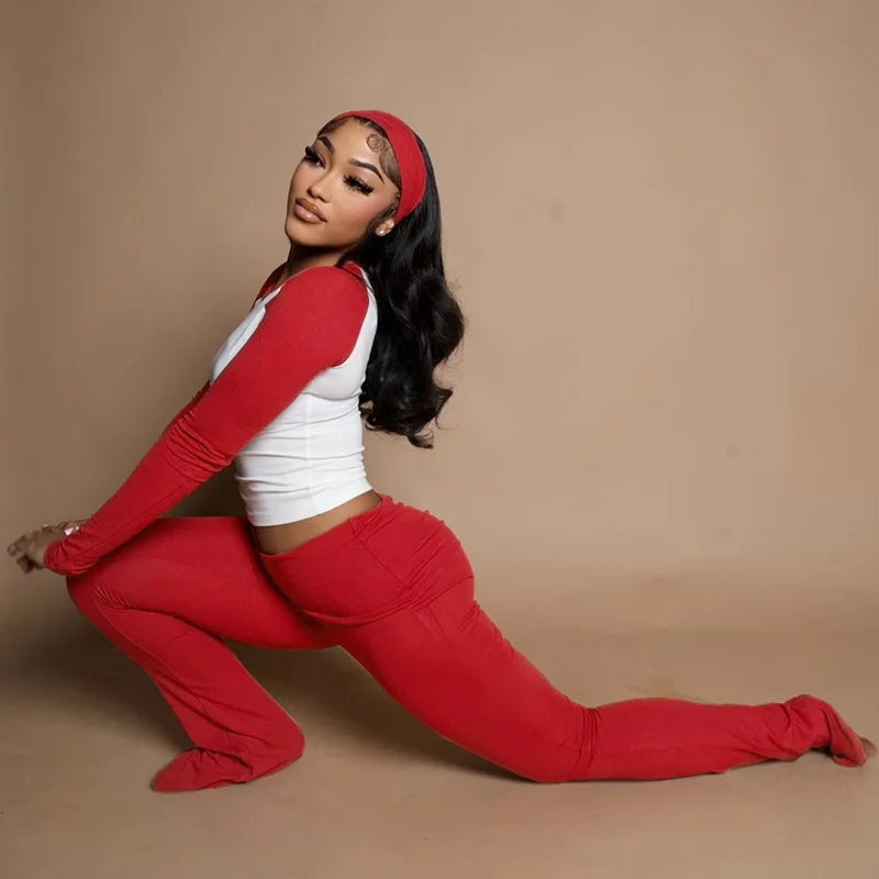 Women's 2-Piece Tracksuit - Long Sleeve T-Shirt & Pants Set