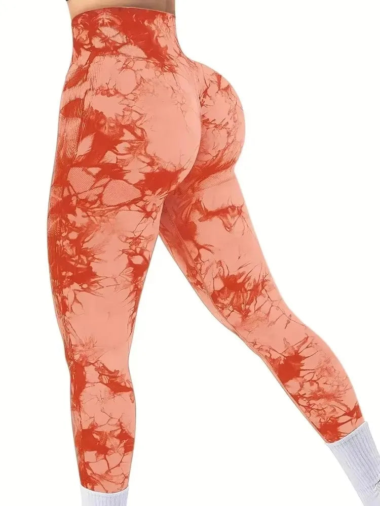 Women's Tie Dye Leggings - High Waist Tummy Control Push-Up
