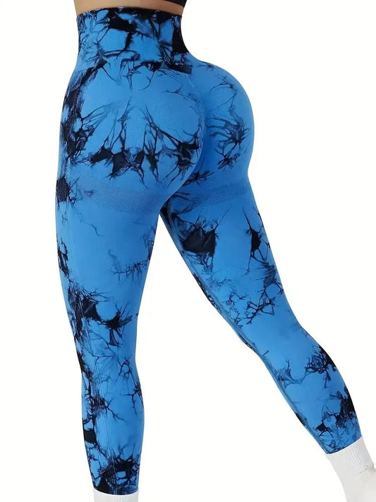 Women's Tie Dye Leggings - High Waist Tummy Control Push-Up