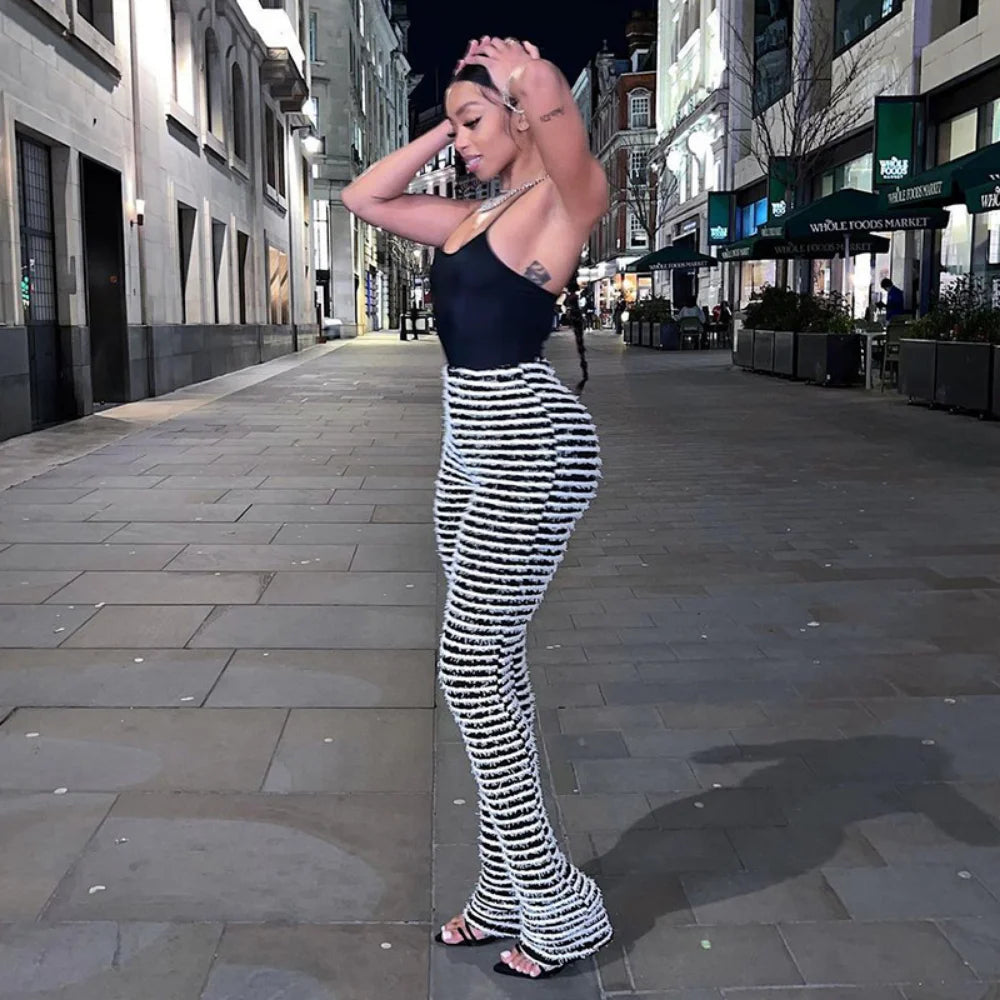 Color Block Stripe Pants - High Waist Loose Sweatpants