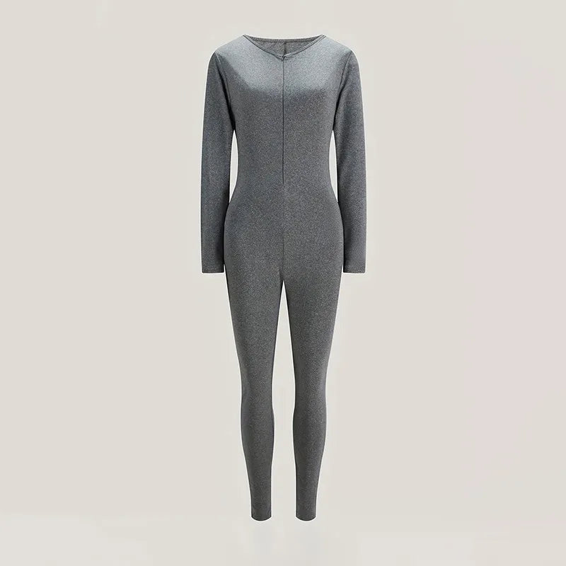 Women's Bodycon Jumpsuit - Long Sleeve Zipper Sports Overall