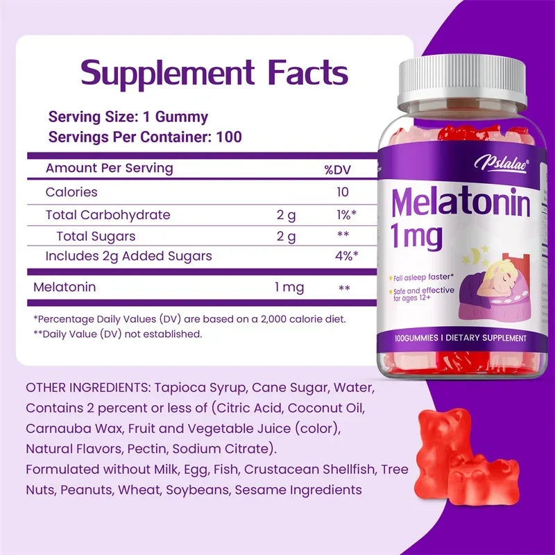 Melatonin Sleep Gummies - 1mg Stress Relief & Better Sleep