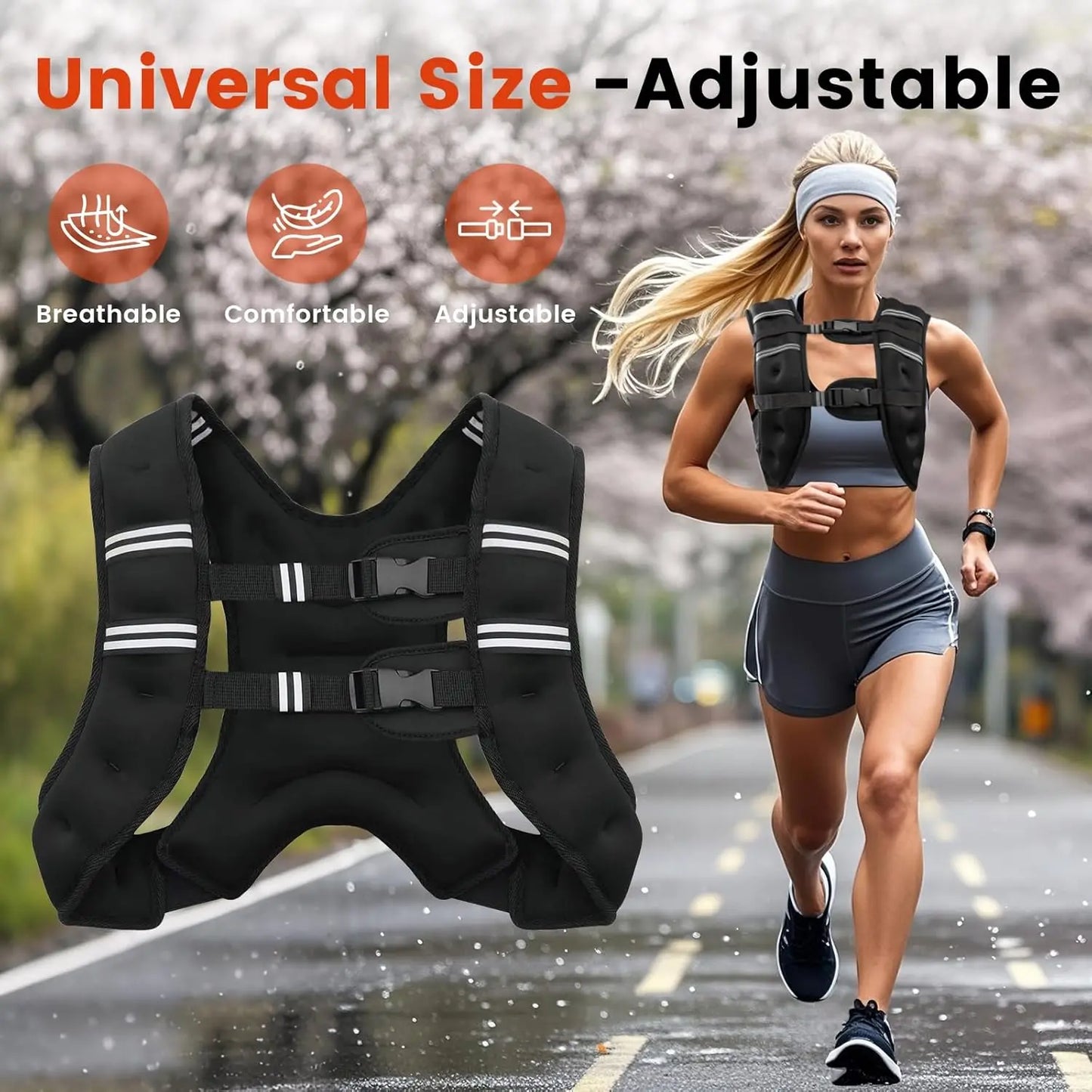Weighted Vest - Reflective Stripes for Workout & Running
