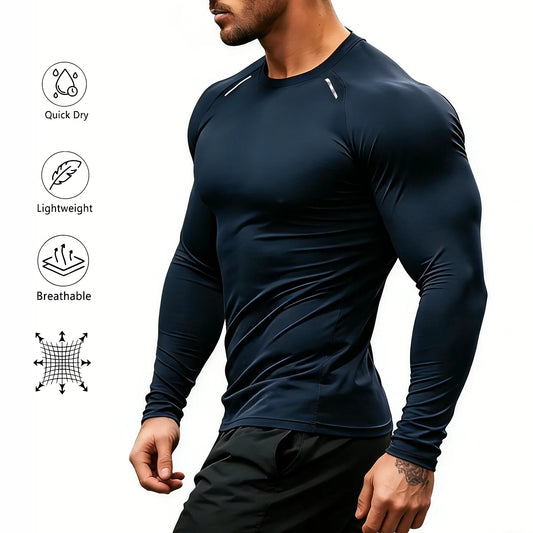 Men's Compression Long Sleeve Shirt - Quick Dry Gym Workout Bodybuilding Top