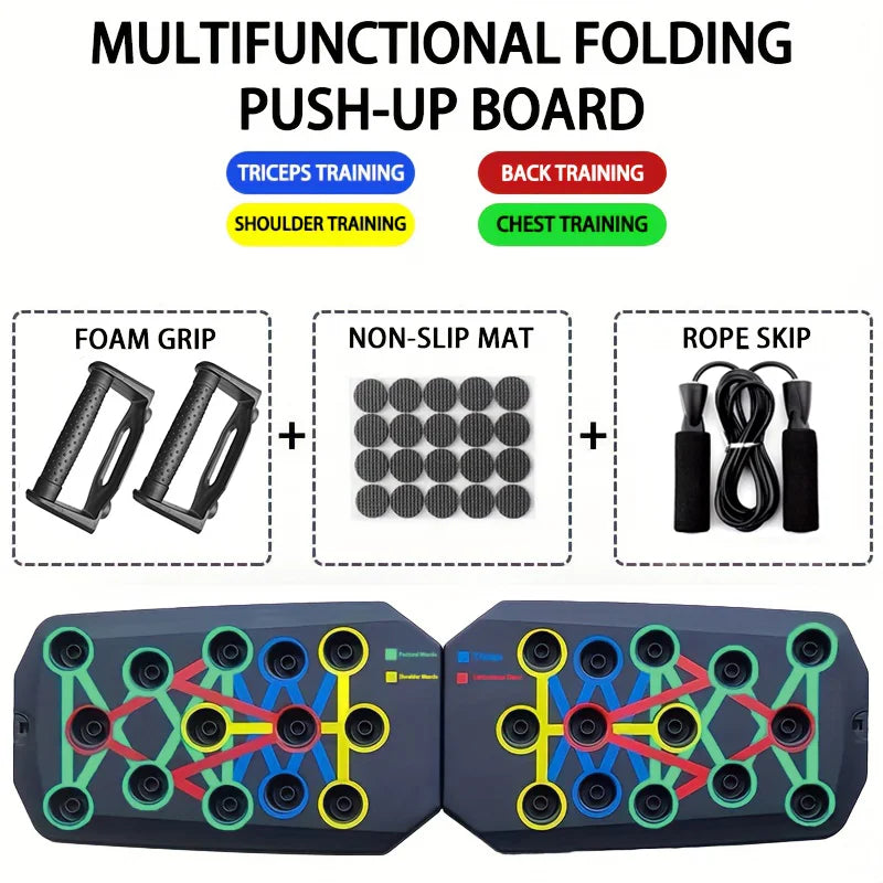 Push-Up Board Set with Handles — Foldable Multifunctional Fitness Trainer for Chest, Arms, Back & Abs