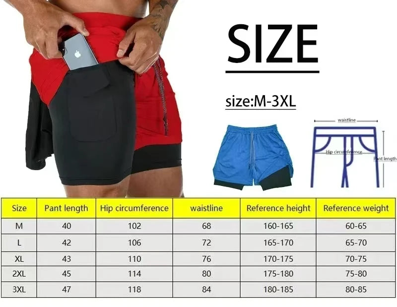 Men's Double-Deck Running Shorts - 2-in-1 Sports Shorts