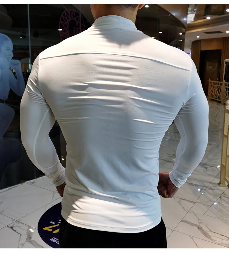 Men’s High Collar Compression Shirt for Running & Training