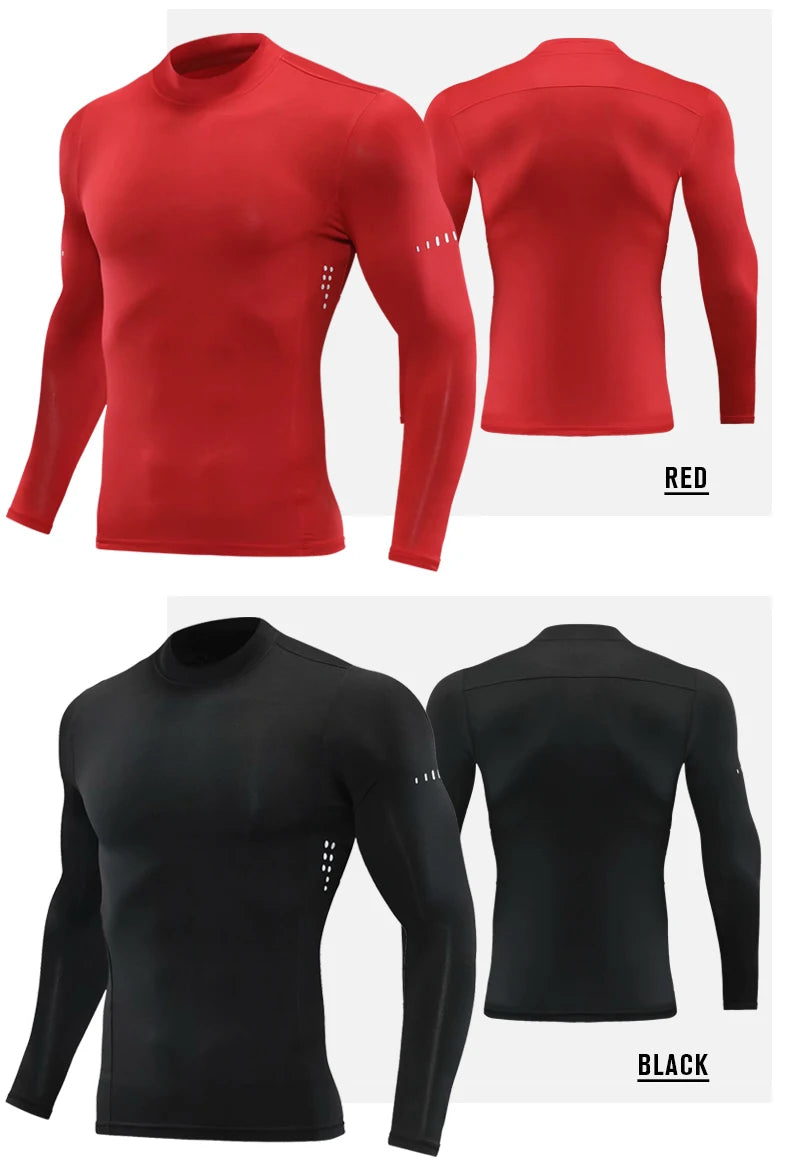 Men’s High Collar Compression Shirt for Running & Training