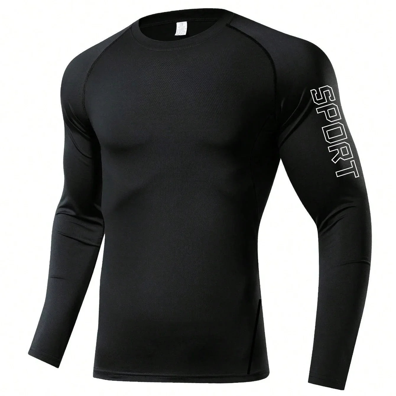 Men's Black Compression Long Sleeve Shirt - Quick Dry Base Layer