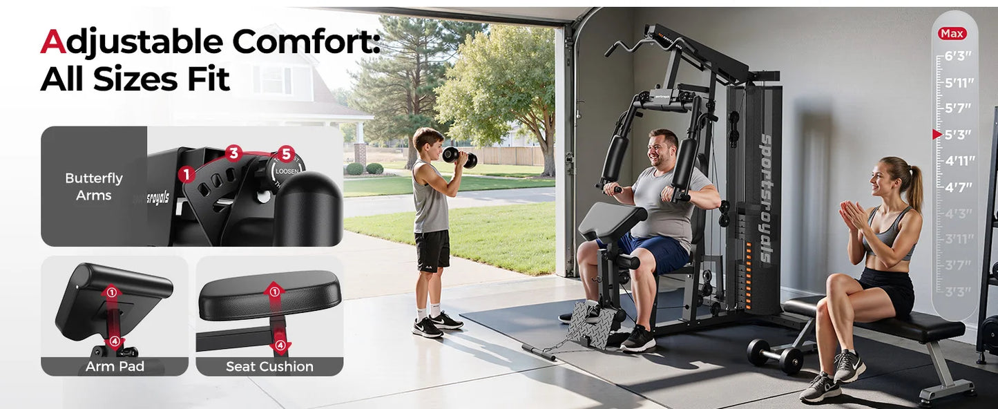 Home Gym Equipment - 150 lbs Weight Stack Full Body Workout