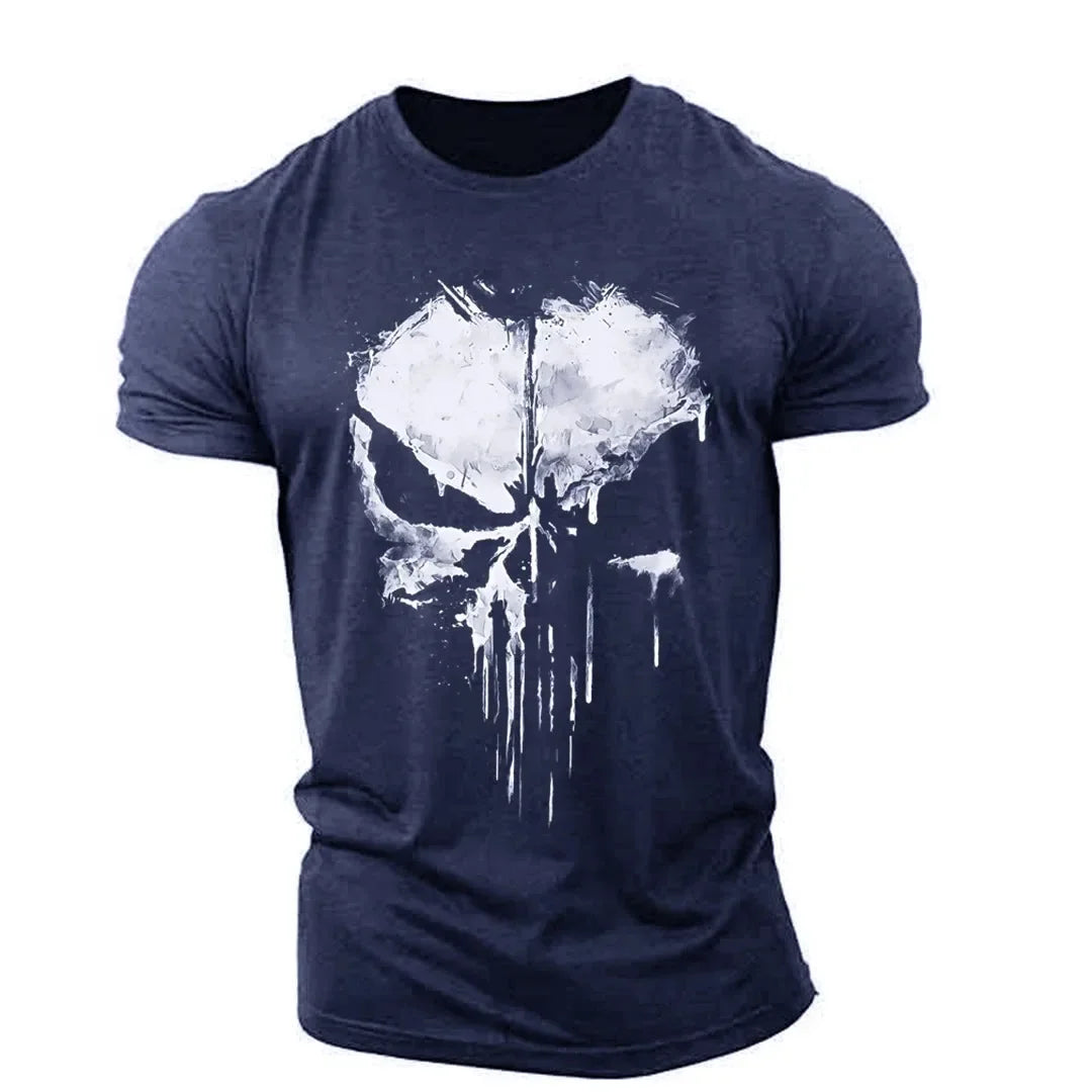 Men's Skull Print T-Shirt - 100% Cotton Oversized Tee