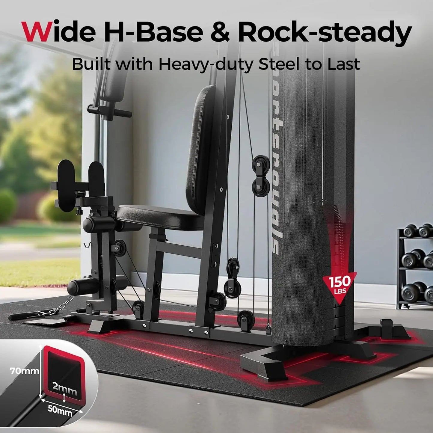 Home Gym Equipment - 150 lbs Weight Stack Full Body Workout