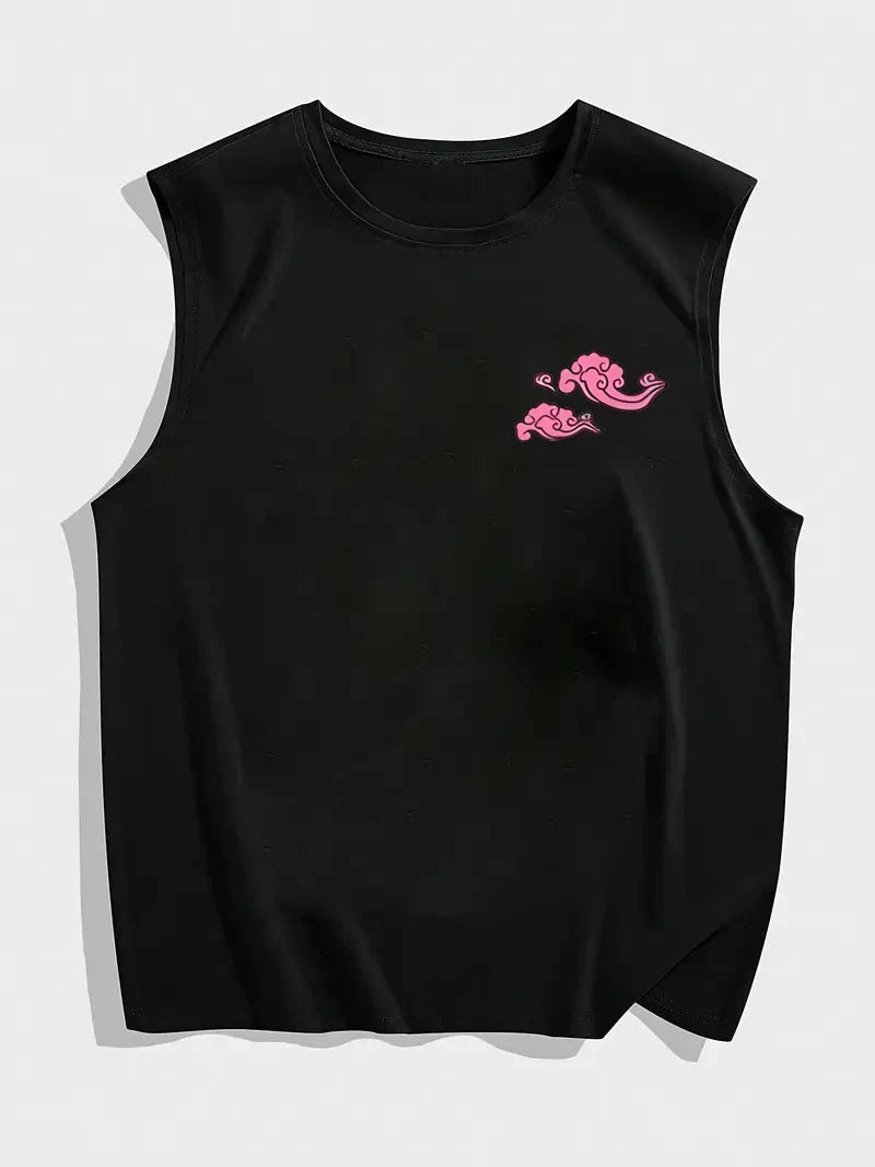 Men's Dragon Print Tank Top - Breathable Sleeveless Fitness Shirt