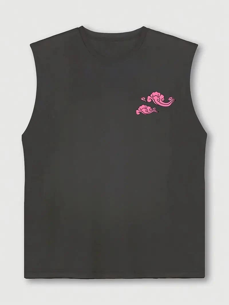 Men's Dragon Print Tank Top - Breathable Sleeveless Fitness Shirt