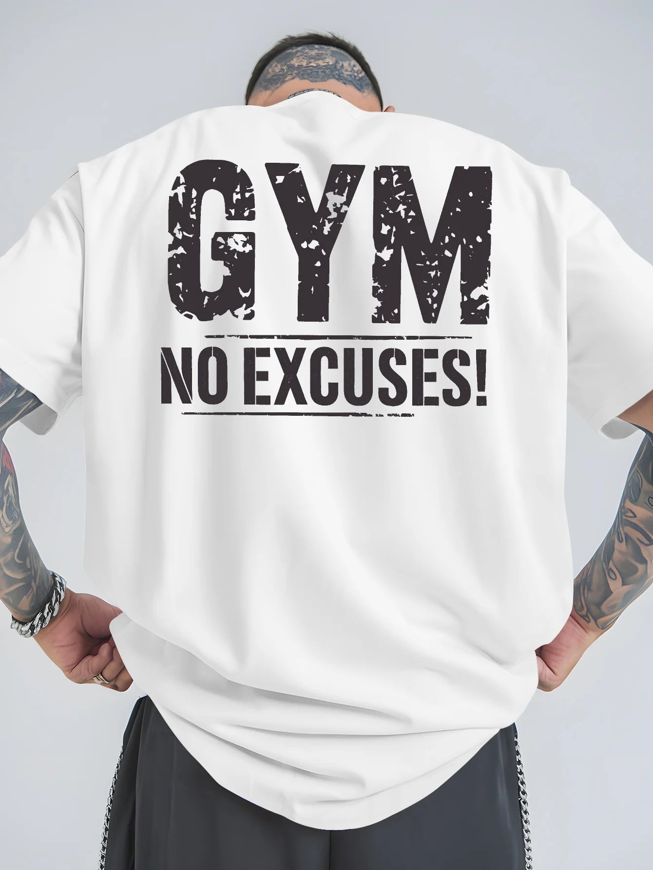 Men's Gym Motivational T-Shirt - No Excuses Athletic Top