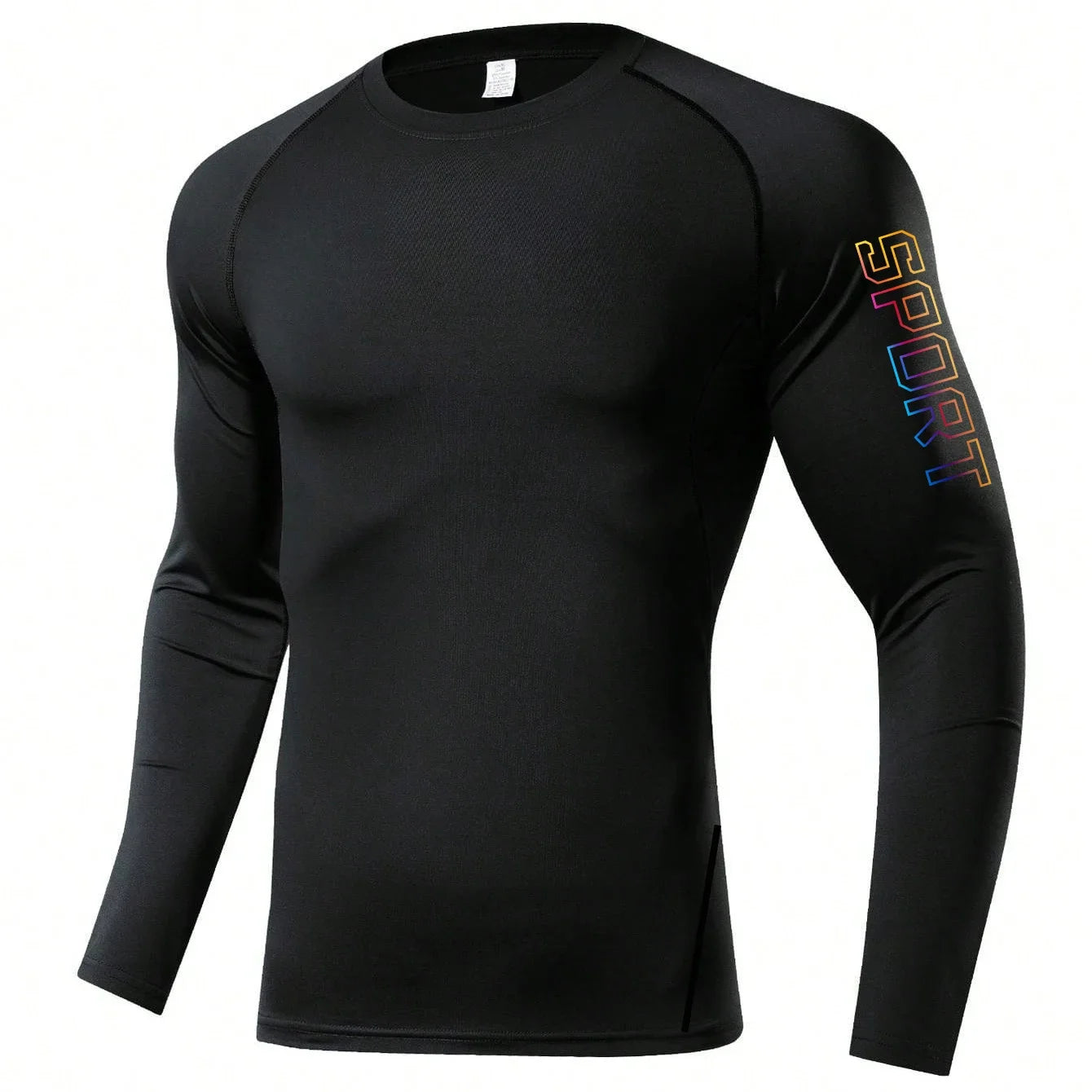 Men's Black Compression Long Sleeve Shirt - Quick Dry Base Layer