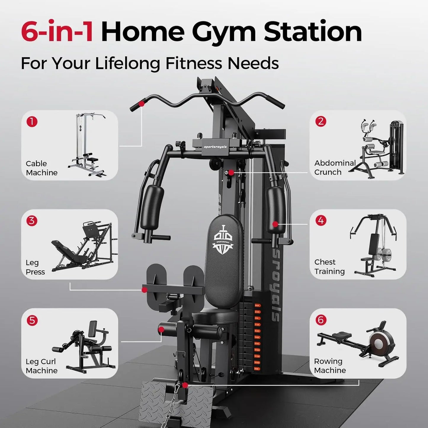 Home Gym Equipment - 150 lbs Weight Stack Full Body Workout