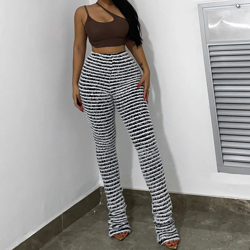 Color Block Stripe Pants - High Waist Loose Sweatpants