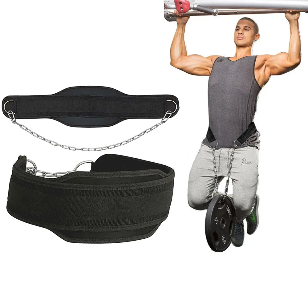 Weight Lifting Dip Belt - Neoprene Gym Belt with Chain