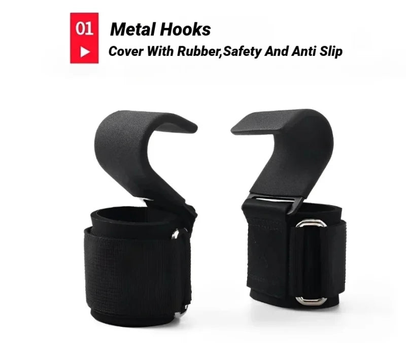 Weight Lifting Hooks - Non-Slip Deadlift Straps Pair