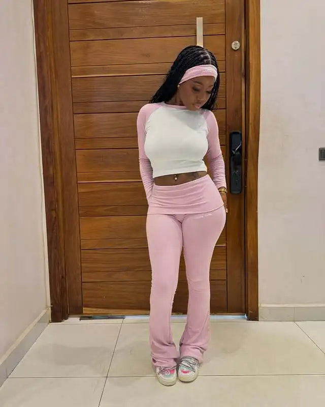 Women's 2-Piece Tracksuit - Long Sleeve T-Shirt & Pants Set