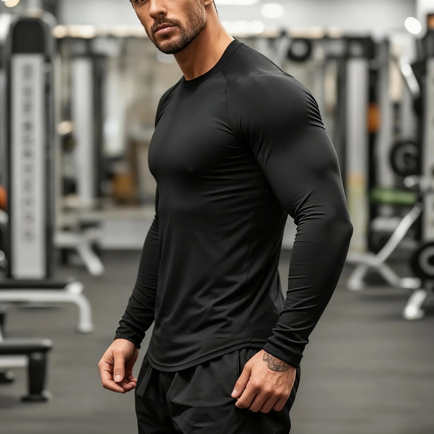 Men's Long Sleeve Compression Shirt – Elastic Training Top