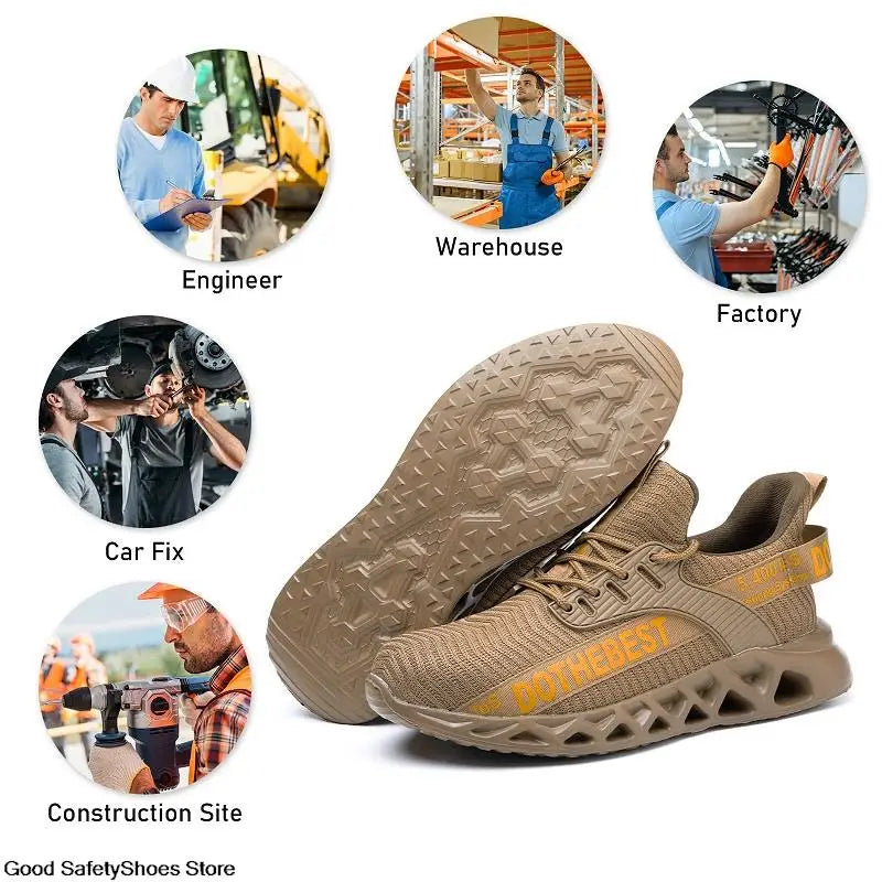 Lightweight Steel Toe Work Shoes with Breathable Safety Design
