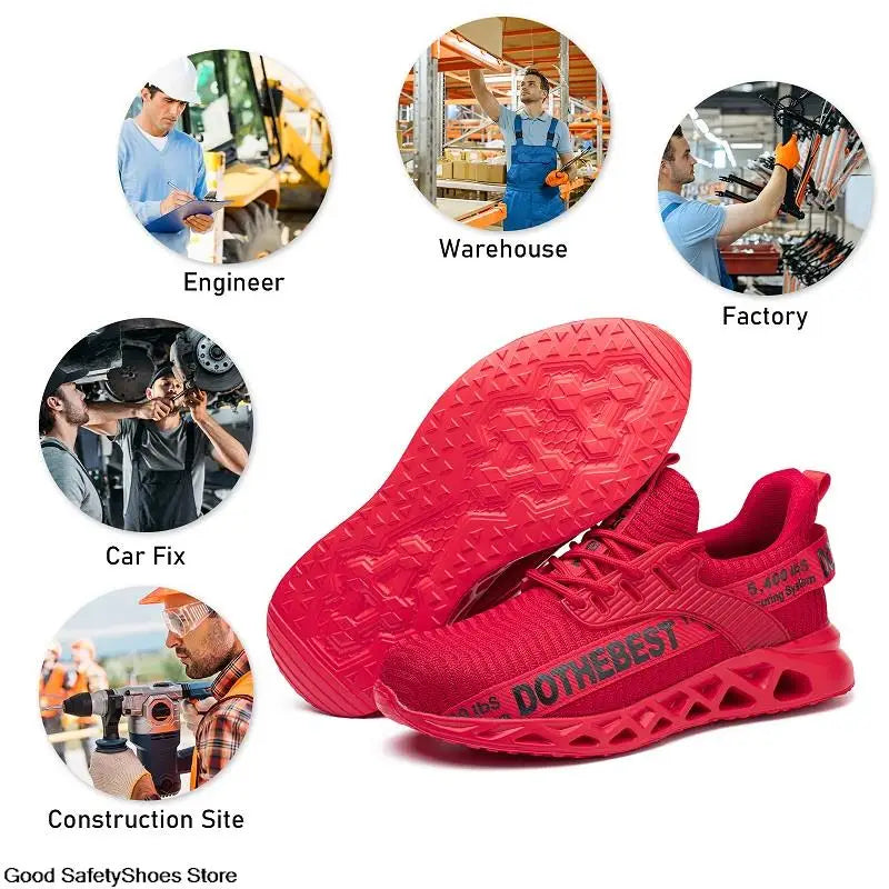 Lightweight Steel Toe Work Shoes with Breathable Safety Design