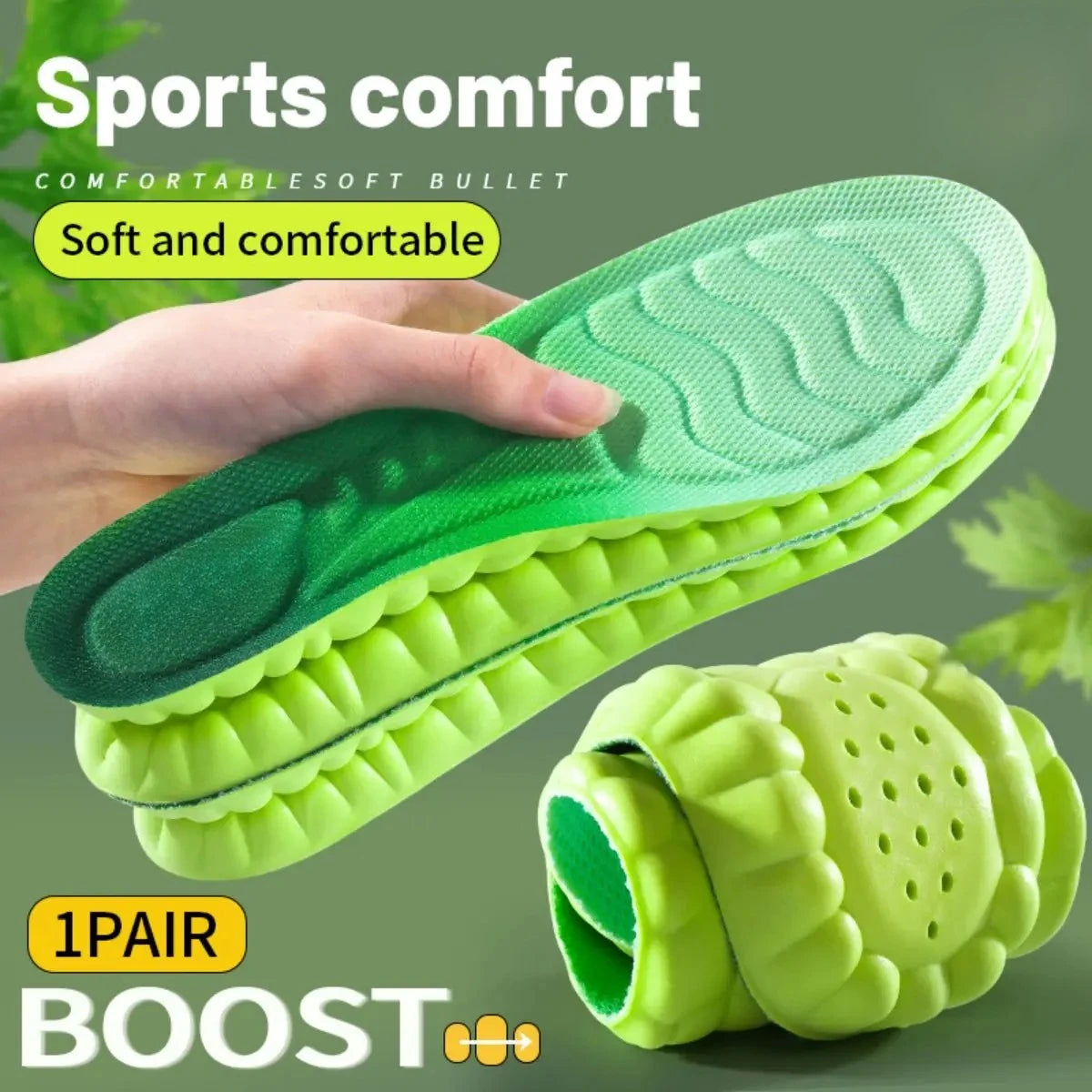 PU Sport Insoles - High Stretch Shock Resistant Cushion