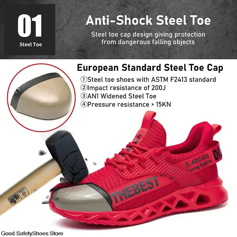 Lightweight Steel Toe Work Shoes with Breathable Safety Design