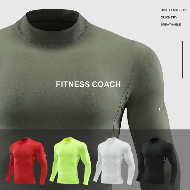Men’s High Collar Compression Shirt for Running & Training