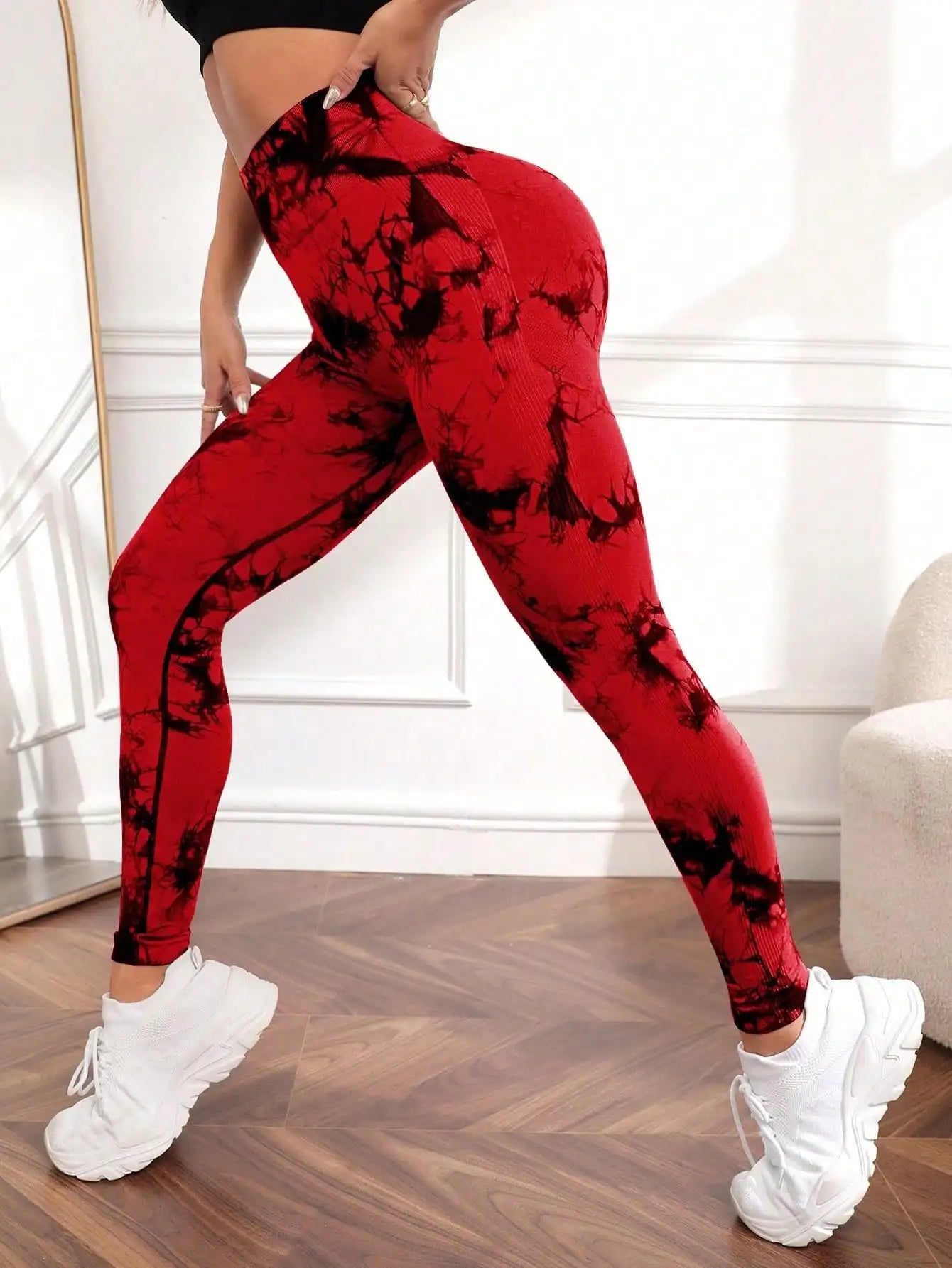 Tie Dye Yoga Pants - Seamless High Waist Push-Up Leggings