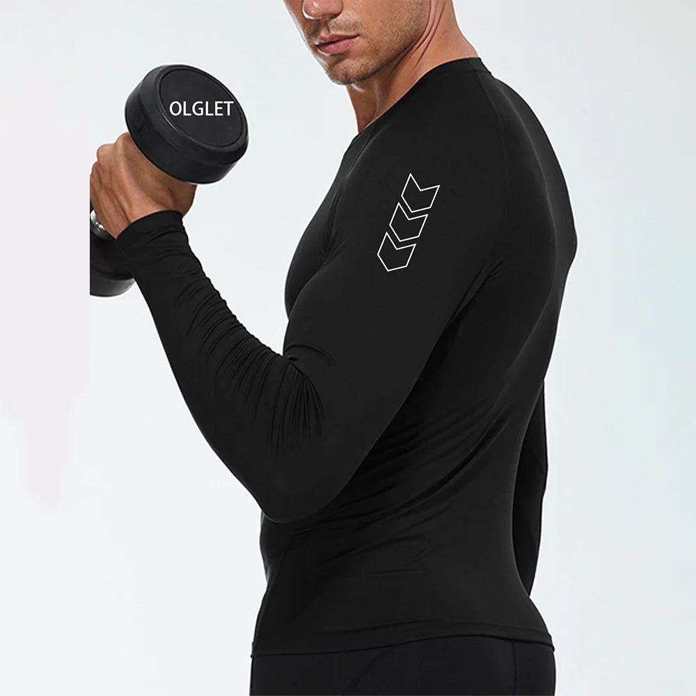 Men's Black Compression Long Sleeve Shirt - Quick Dry Base Layer