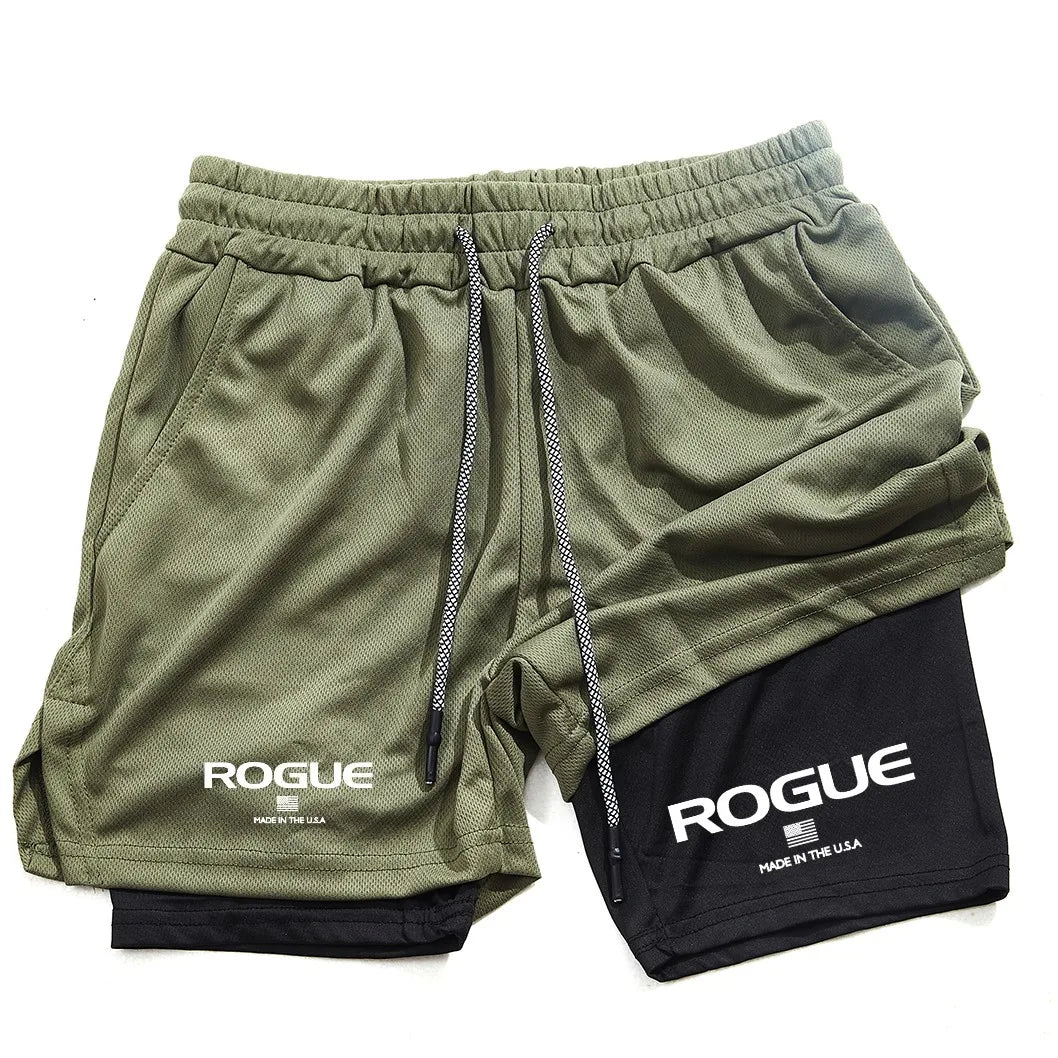 Men's 2-in-1 Sports Shorts - Double-Layer Gym Shorts