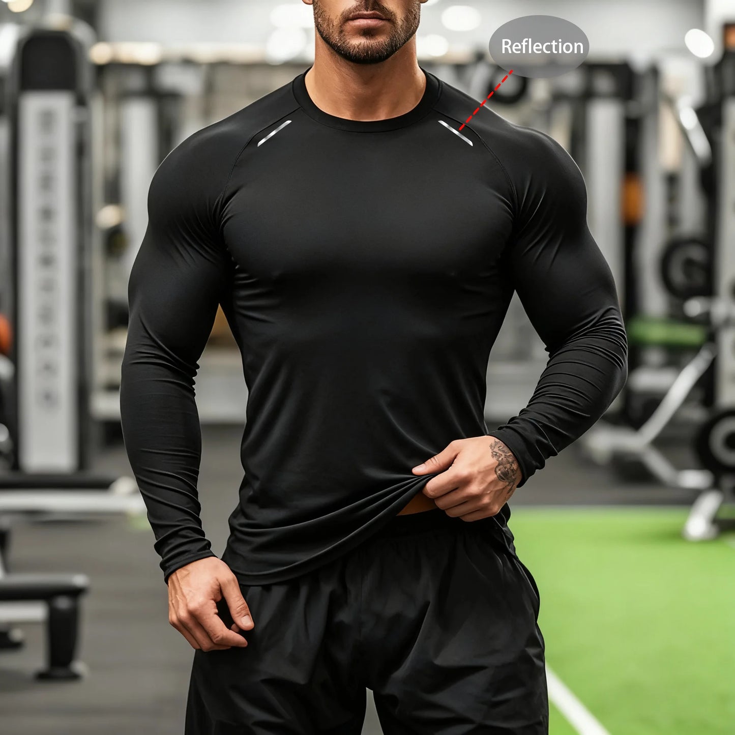 Men's Compression Long Sleeve Shirt - Quick Dry Gym Workout Bodybuilding Top