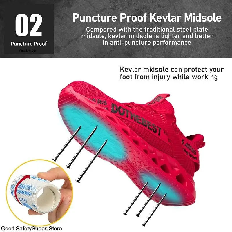 Lightweight Steel Toe Work Shoes with Breathable Safety Design