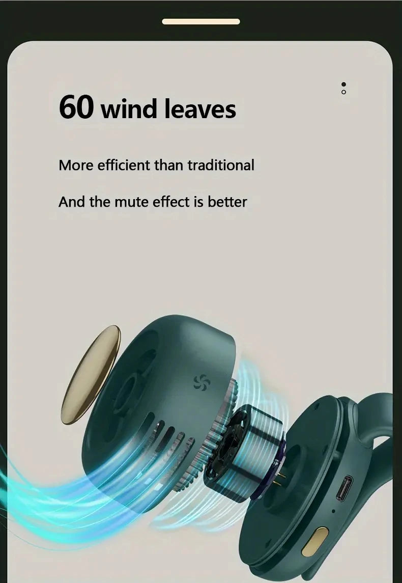 Bladeless Waist Clip Fan - 3-Speed Portable
