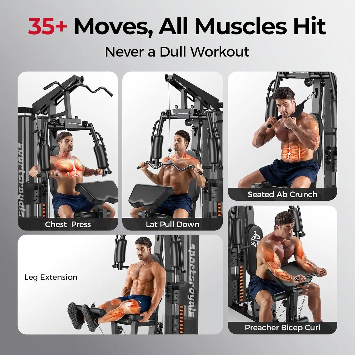 Home Gym Equipment - 150 lbs Weight Stack Full Body Workout