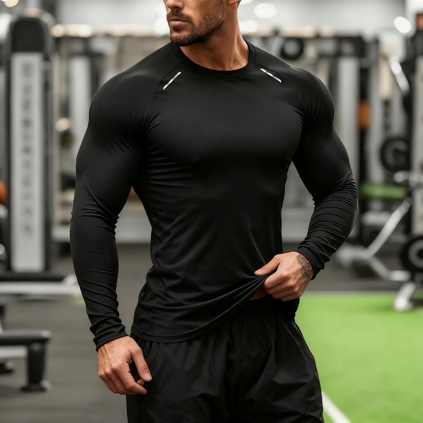 Men's Compression Long Sleeve Shirt - Quick Dry Gym Workout Bodybuilding Top