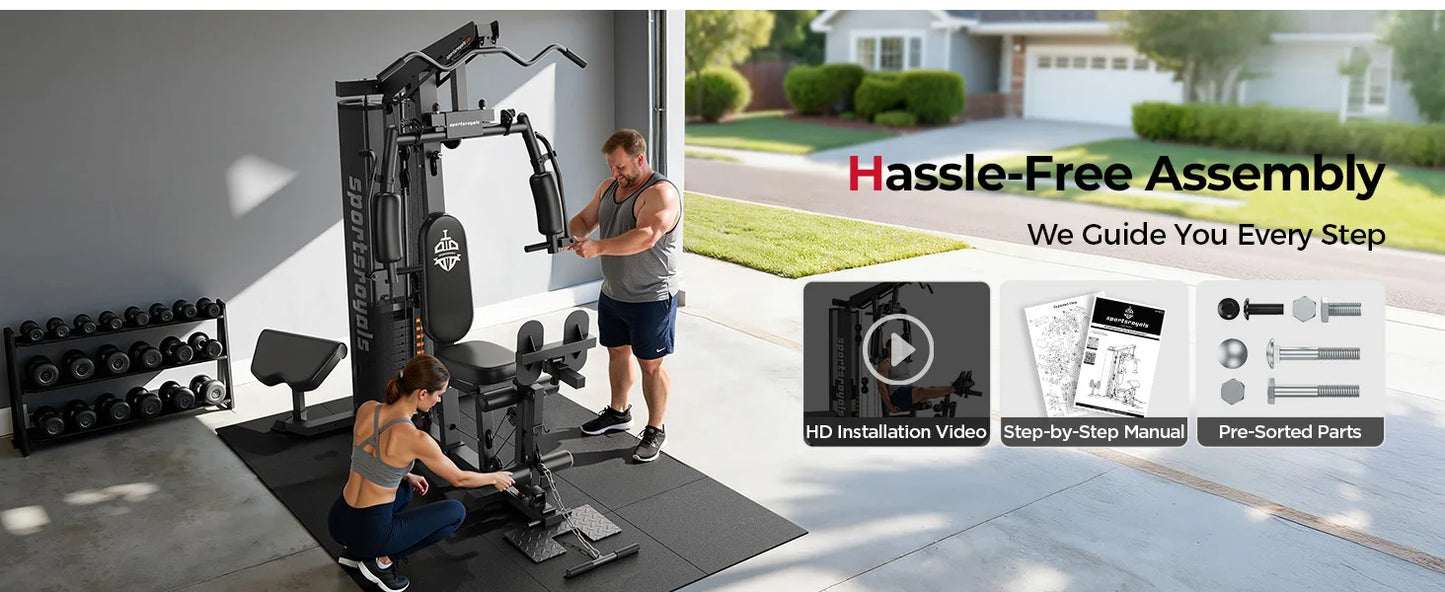 Home Gym Equipment - 150 lbs Weight Stack Full Body Workout