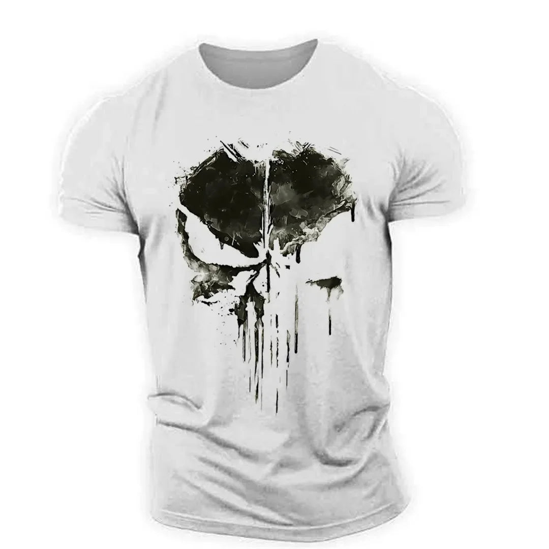 Men's Skull Print T-Shirt - 100% Cotton Oversized Tee