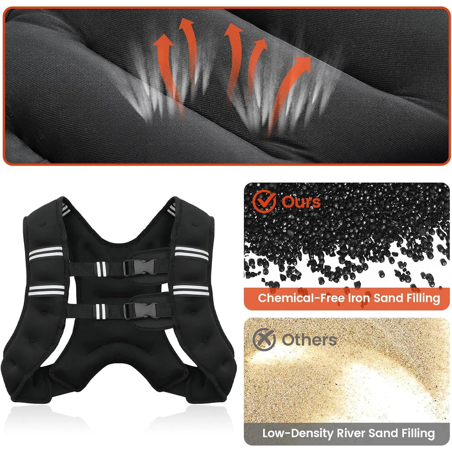 Weighted Vest - Reflective Stripes for Workout & Running